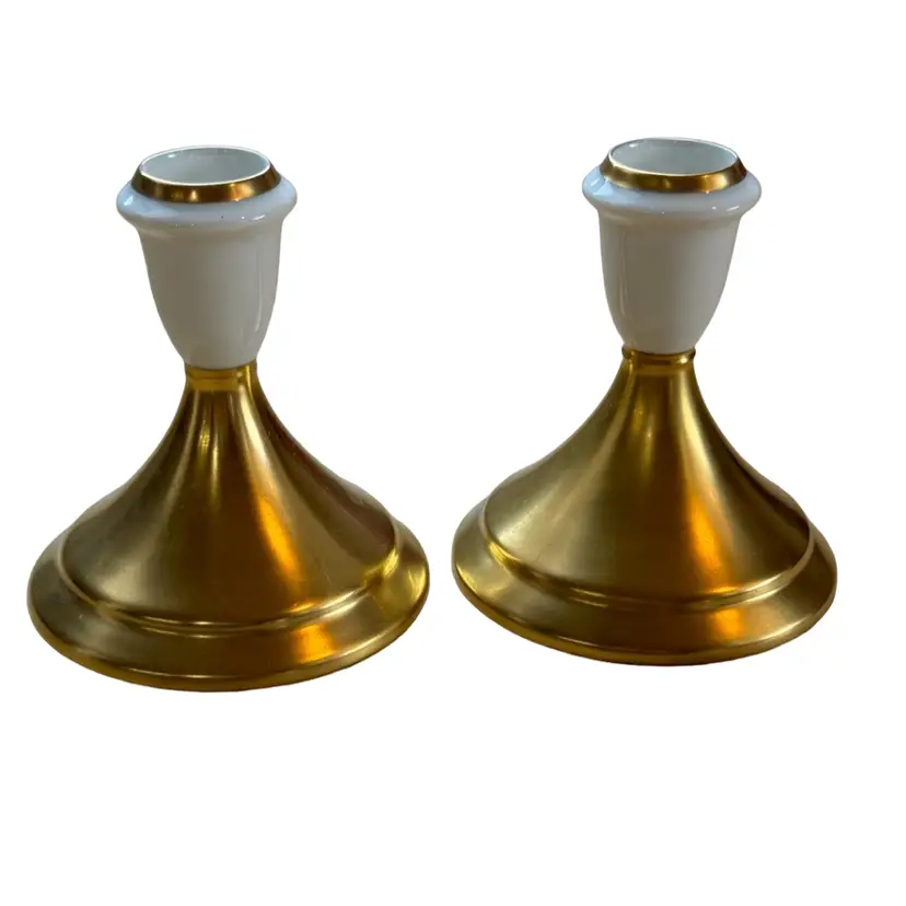 Pickard China gold, and white candlesticks
