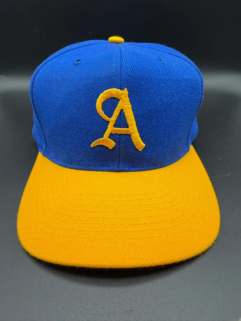 Vintage Otto Hat Cap "A" Logo Snapback Blue Yellow Embroidered OSFA