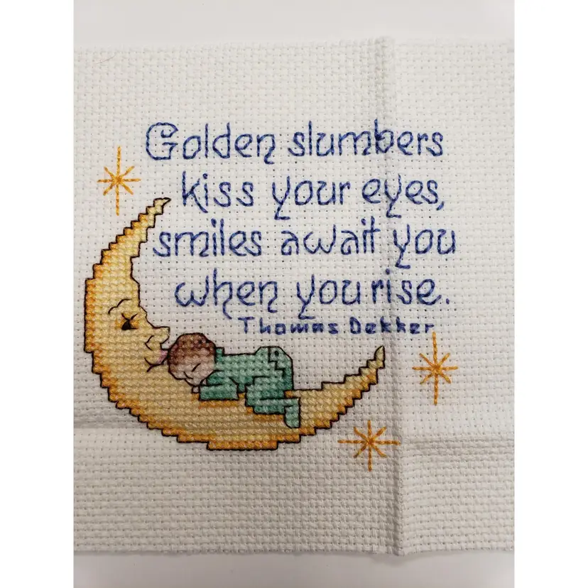 New Cross-stitched Golden Slumbers...Baby With Moon Piece