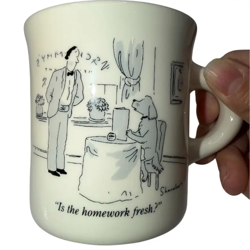 FISHS EDDY NEW YORKER CARTOON Dog “Is the Homework Fresh” COFFEE TEA MUG