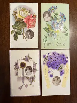 Lot Of 4 Antique Postcards WITH antique Photographs Inside