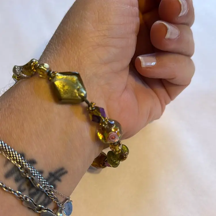 Dichroic Glass Beaded Stretch Bracelet