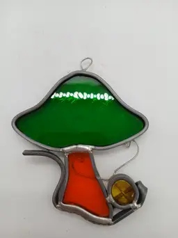 70's Mushroom Stained Glass Suncatcher