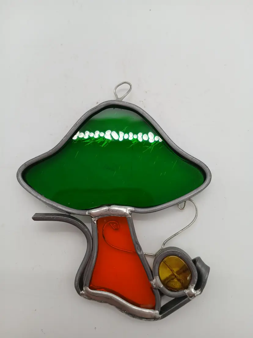 70's Mushroom Stained Glass Suncatcher