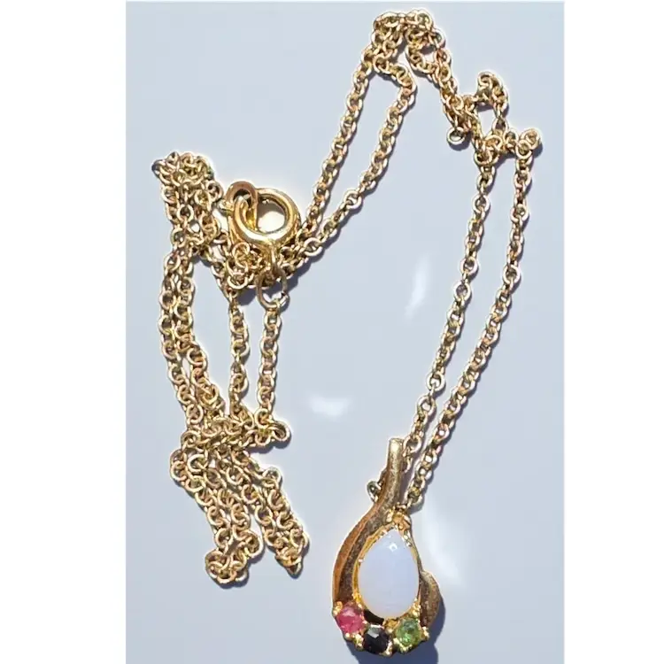 Petite Rhinestone Gold Tone Necklace 18”