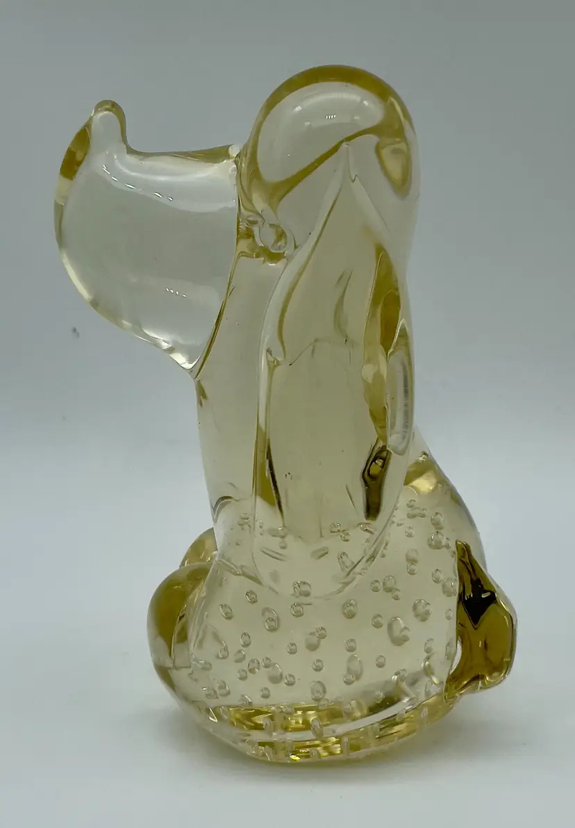 Vintage champagne art glass hound dog