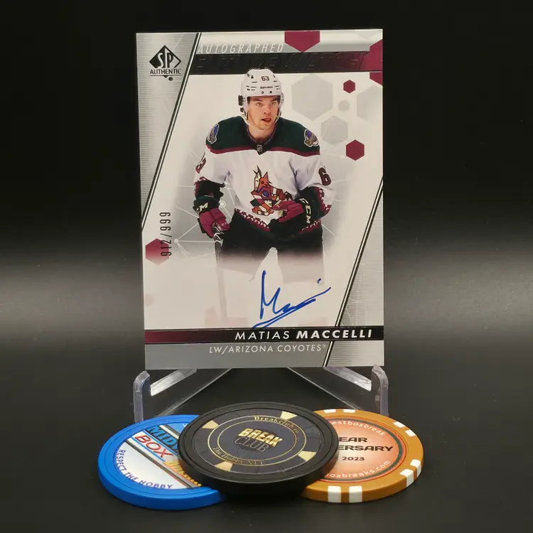 Matias Maccelli FWA 2022-23 Upper Deck SP Authentic Hockey Future Watch Autograph Insert Numbered 912/999 Card #115 - Arizona Coyotes