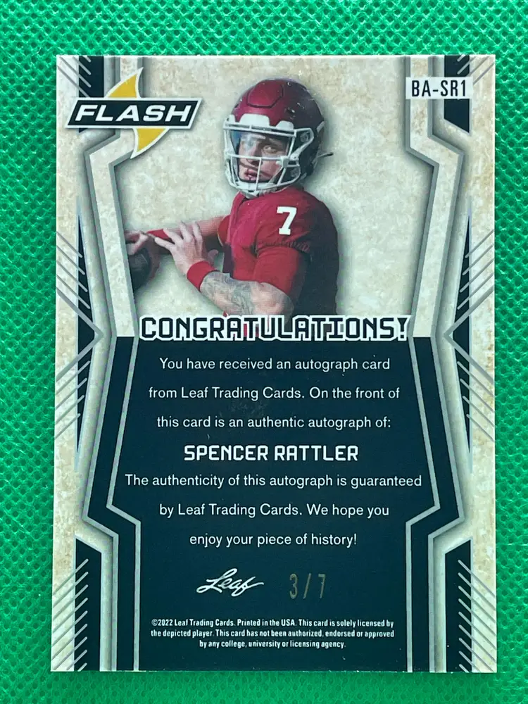 Spencer Rattler 2022 Leaf Flash Autographs Kaleidoscope Black #BA-SR1 3/7 New Orleans Saints