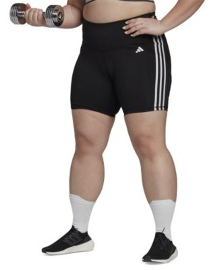 adidas Plus Size 3-Stripes High-Waist Black 1X New $69-FreeShipping