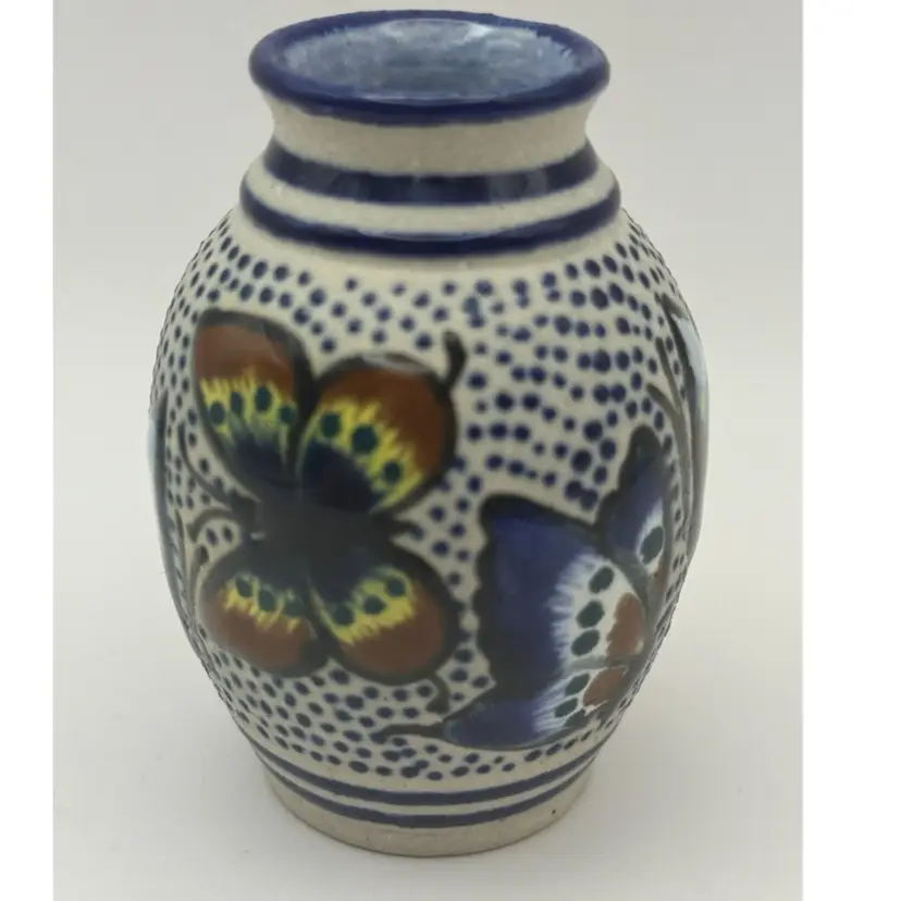 Mini Pajaros Mexico Handmade Pottery Butterfly Vase
