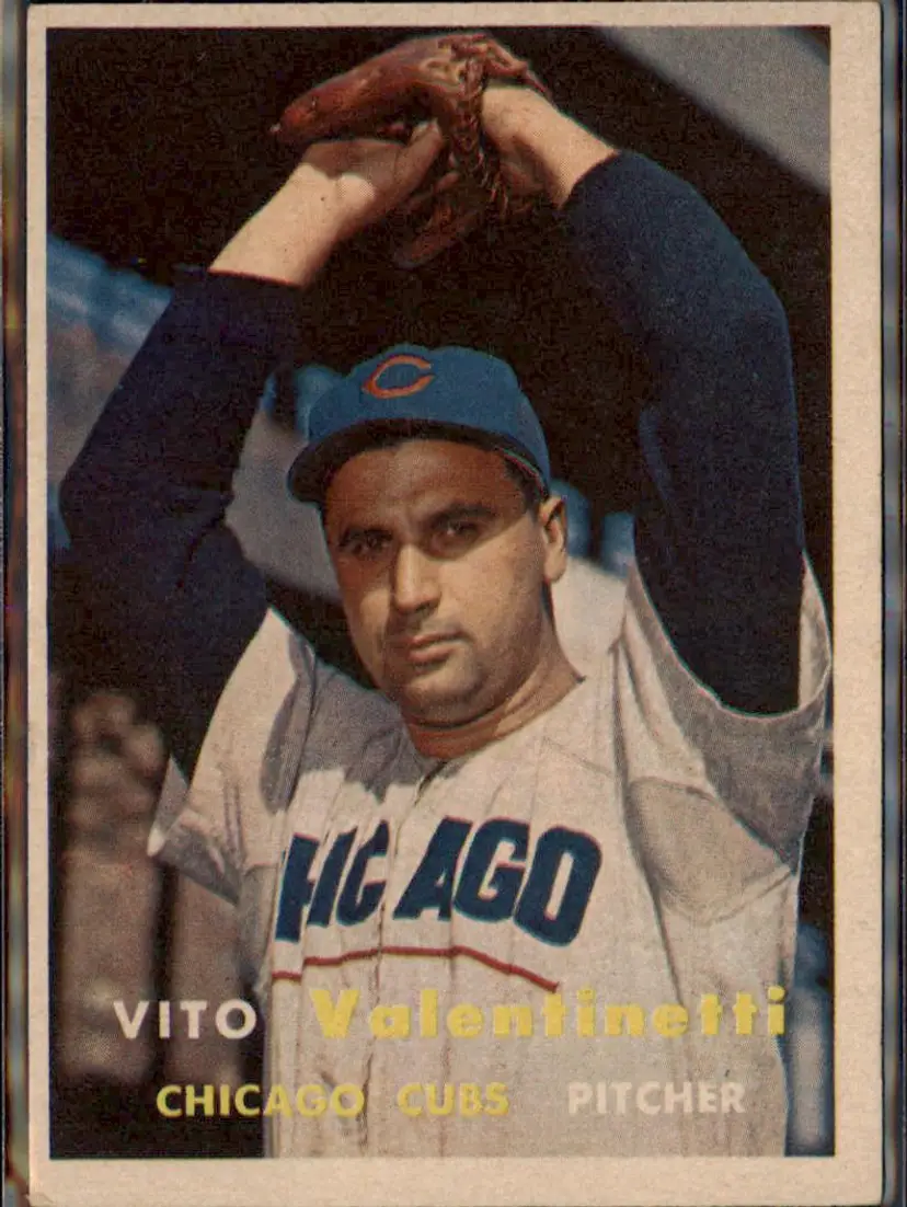 1957 Topps #74 Vito Valentinetti - ( pk1 ) - Chicago Cubs