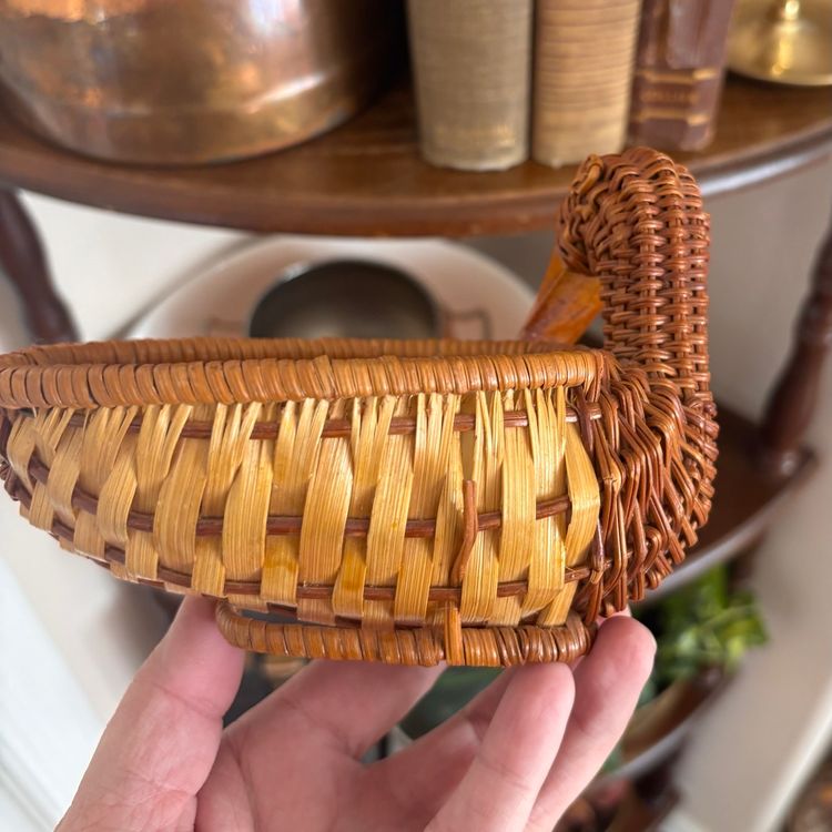 Vintage Small Wicker Duck Basket