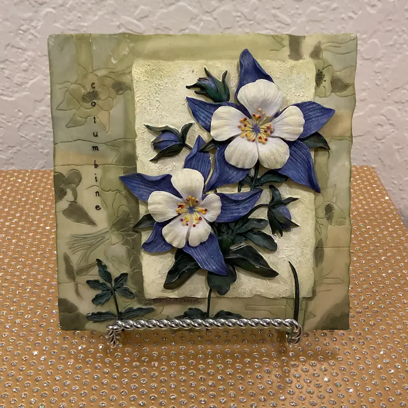 18 3D Columbine Wall Tile Plaque