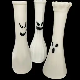 Spooky Milk Glass Vases Set Of 3