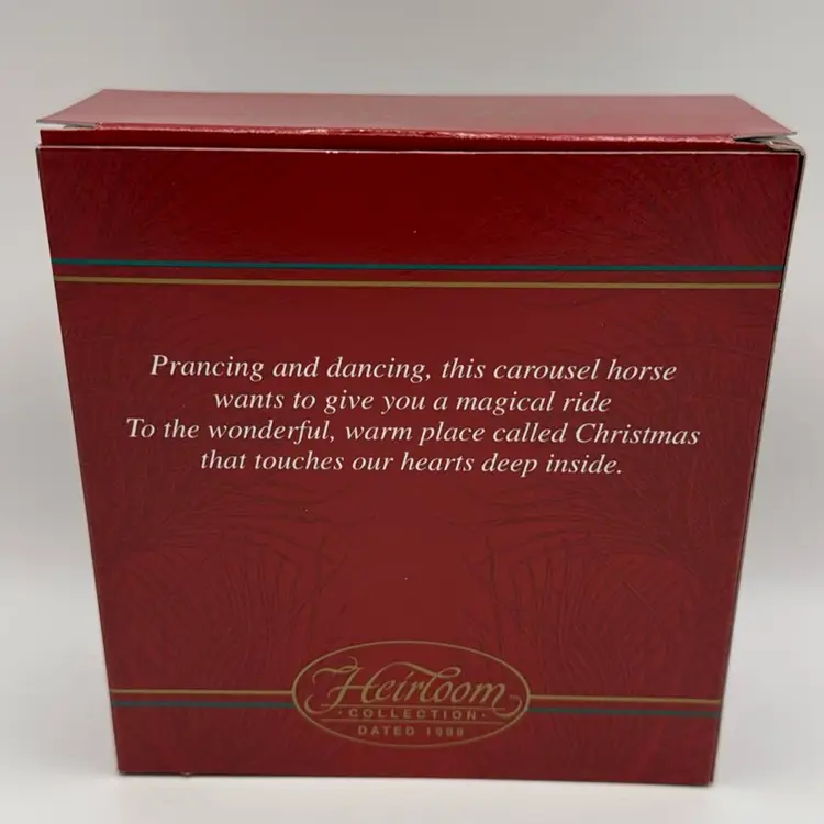 Vintage 1998 Carlton Cards Heirloom Ornament Carousel Horse "Christmas Go Round" 4.5”