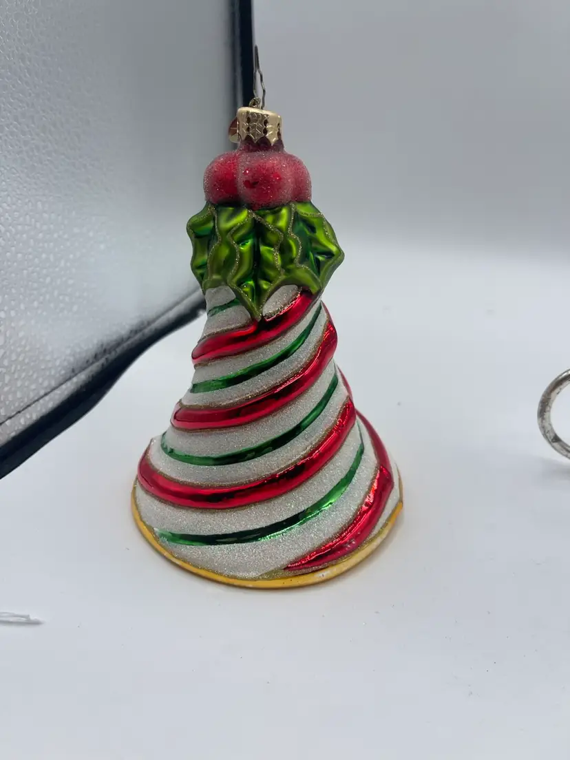 Christopher Radko - Peppermint Chimes #1014281 Candy Swirl Bell With Holly