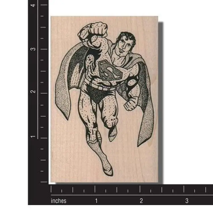 Superman Flying Superhero Rubber Stamp