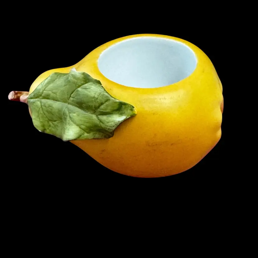 Ceramic Pear Votive Holder, Chip On Back Of Leaf