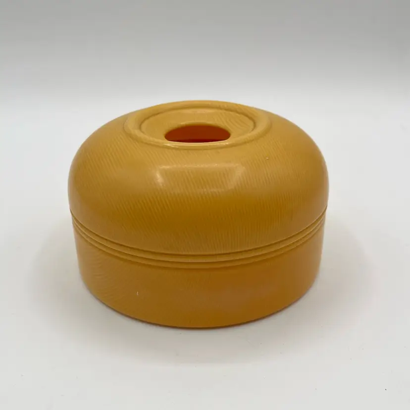 Vintage 1920s Celluloid Plastic Round Hair Receiver Vanity By Ivory Pyralin