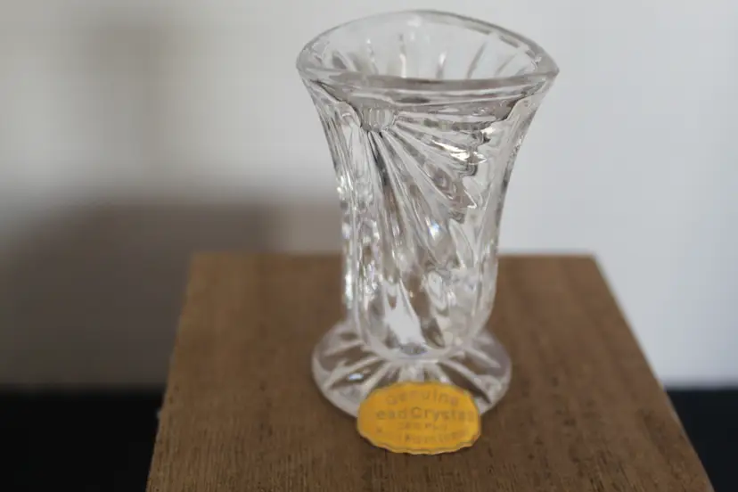 Vintage Mid-Century Sunflower Pattern Toothpick Holder, Lead Crystal 2 3/4"