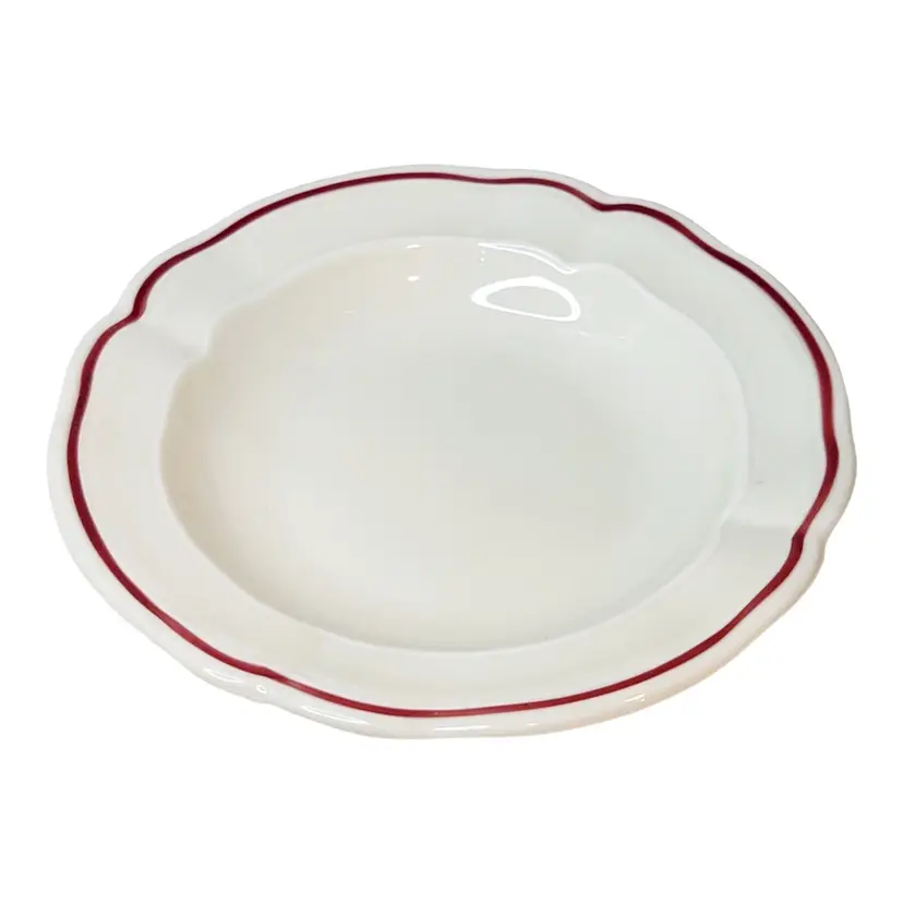 Vintage Bernardaud Limoges France White with Red Trim Ashtray Trinket Dish