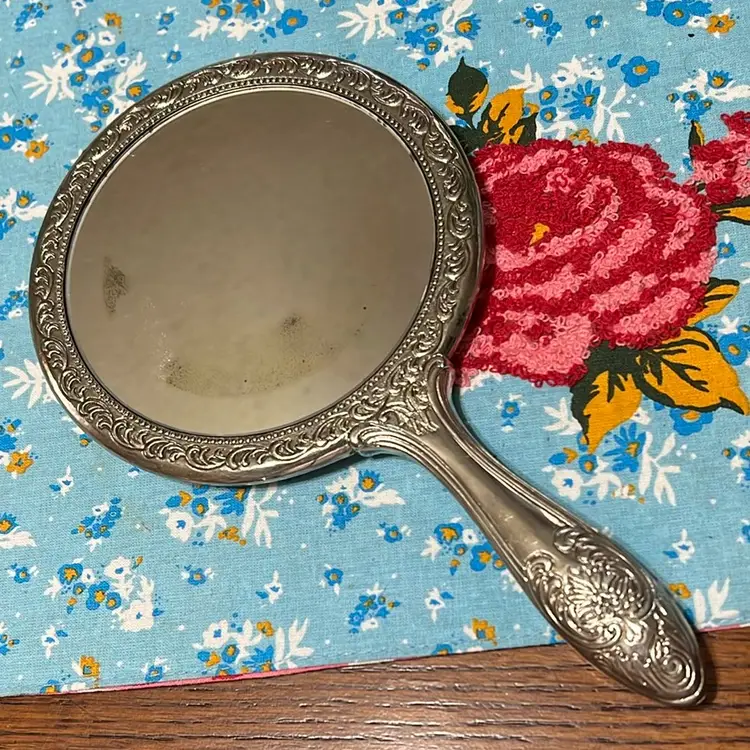 Antique Silver Plated Hand Mirror