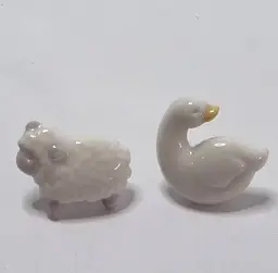 #01 Vintage Miniature Sheep and Goose Ceramic Lapel Pins