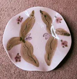 Nancy Hilborn Studio Pottery Wavy Dish. Pale Pinkish/Purplish