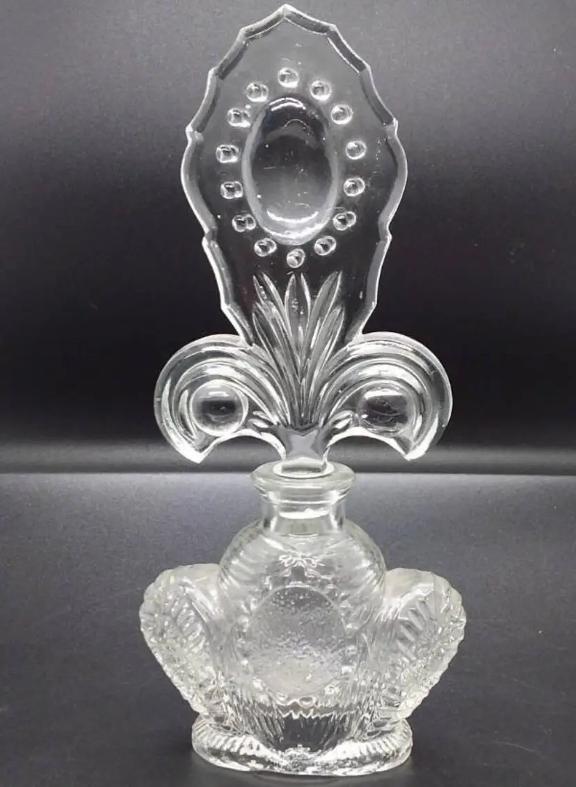 Vintage Crystal Perfume Bottle with Ornate Stopper
