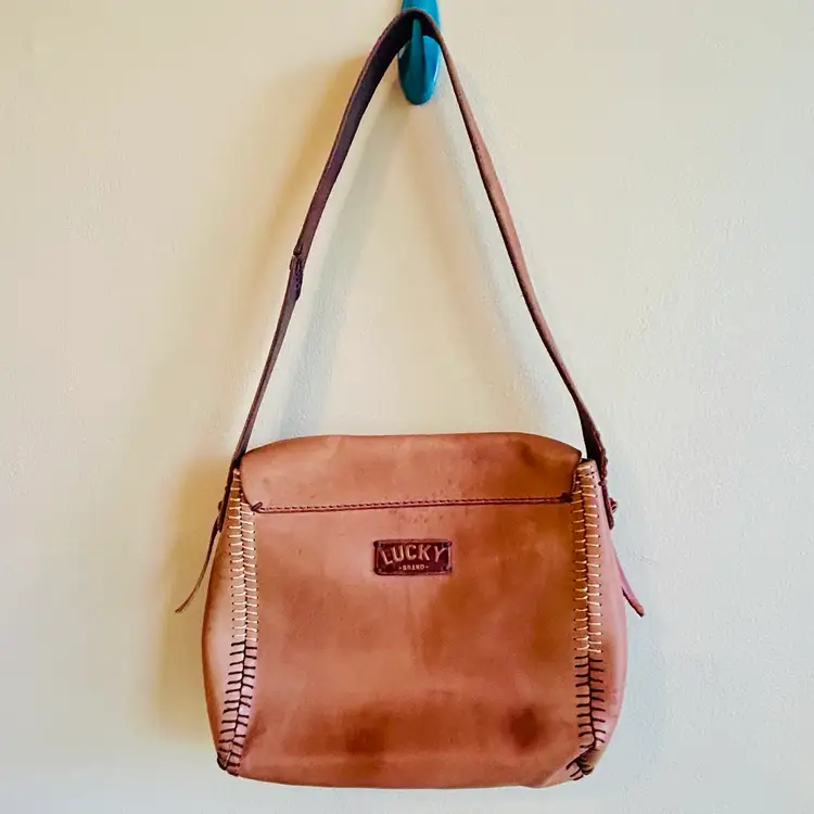 Lucky Brand Leather Shoulder Bag Purse Laguna Canyon Collection Embroidered Boho