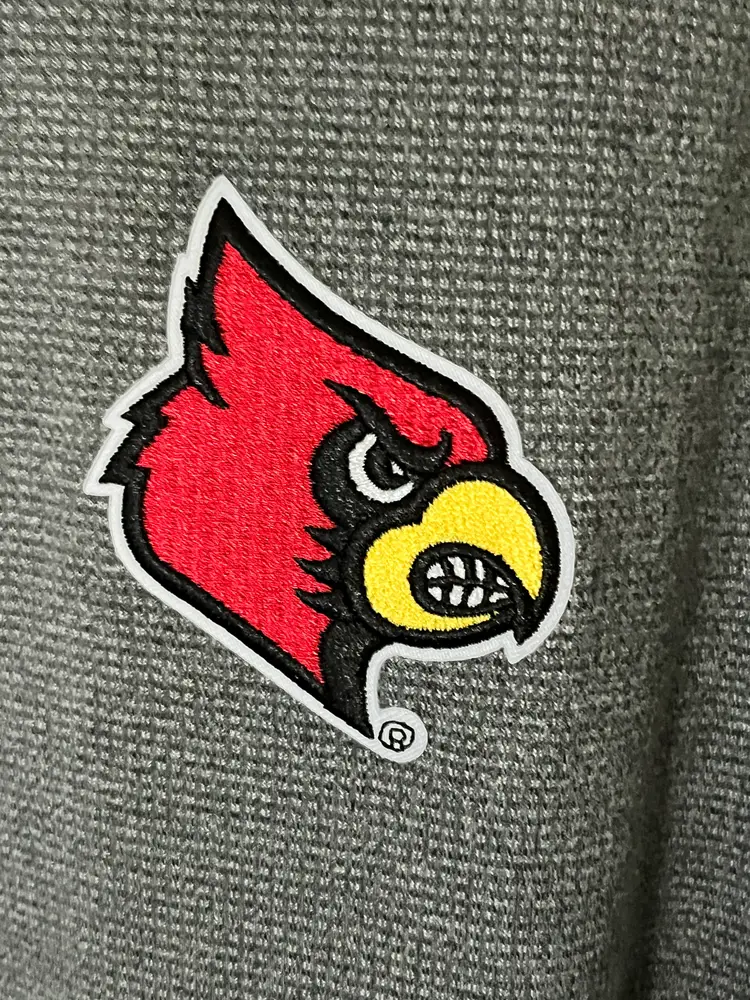 Antigua Men's XL Louisville Cardinals Quarter Zip Pullover Gray Long Sleeve