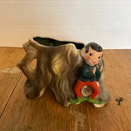 Elf On Stump Planter Pottery