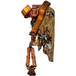 Handmade Mixed Metal Art Pin of Found Objects