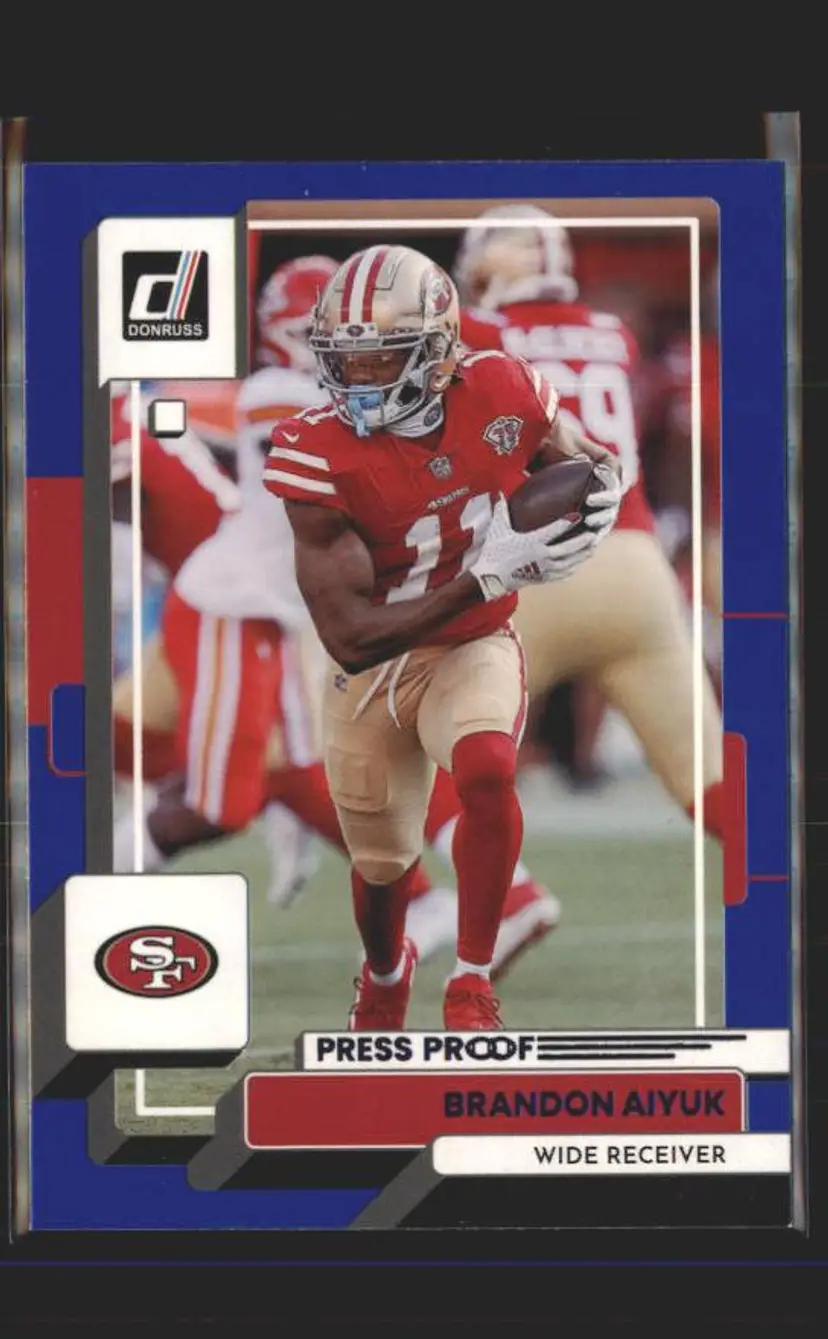 2022 Donruss #21 Brandon Aiyuk Blue Press Proof - (139) - San Francisco 49ers