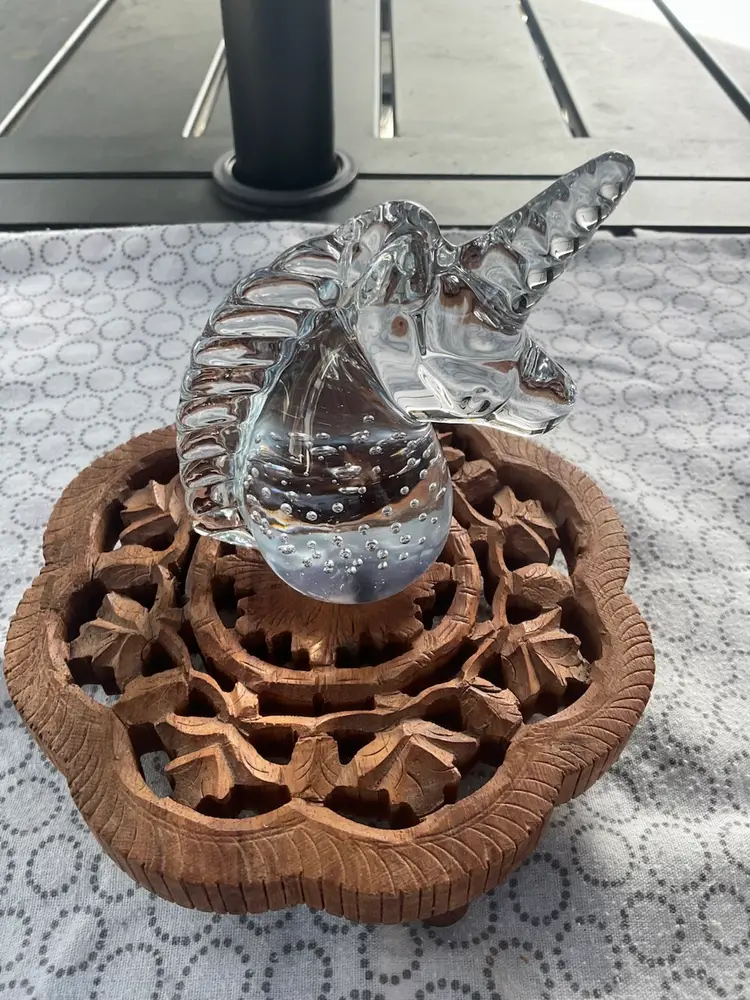 Glass Unicorn Head Paperweight