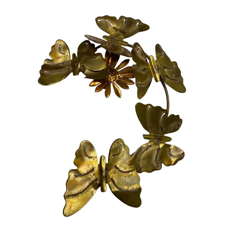 Vintage Wall Hanging Metal Flower And Butterflies