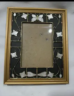 Ensco Mother Of Peral Picture Frame Butterflies And Dragon Flies 4x6 Photo