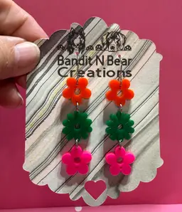 Acrylic Laser Cut Flower Dangle Earrings