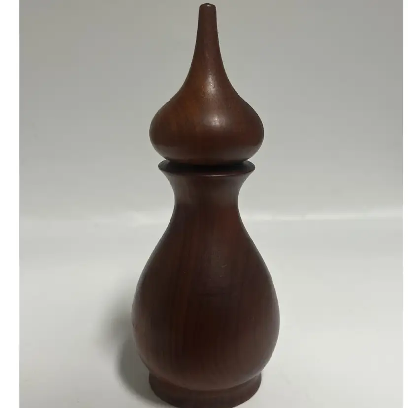 Oregon Myrtlewood -Turned Wood with Glass Perfume Bottle by Dehra’s Magi-Pak- 5.75”