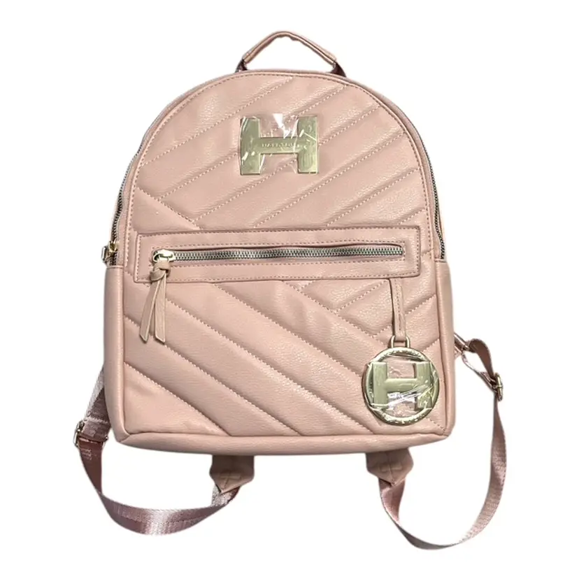 Halston Quilted Leather Backpack - Pink, Large, Brand New with Tags