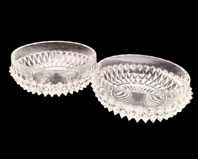 Indiana Glass Diamond Point Clear Glass Bowls Vintage Berry Serving