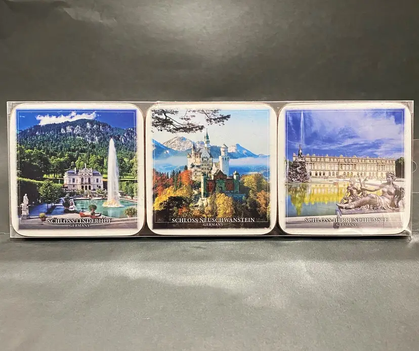 *VTG* Korkuntersetzer Gift Set of 6 Cork Back Coasters Scenic Germany -NEW