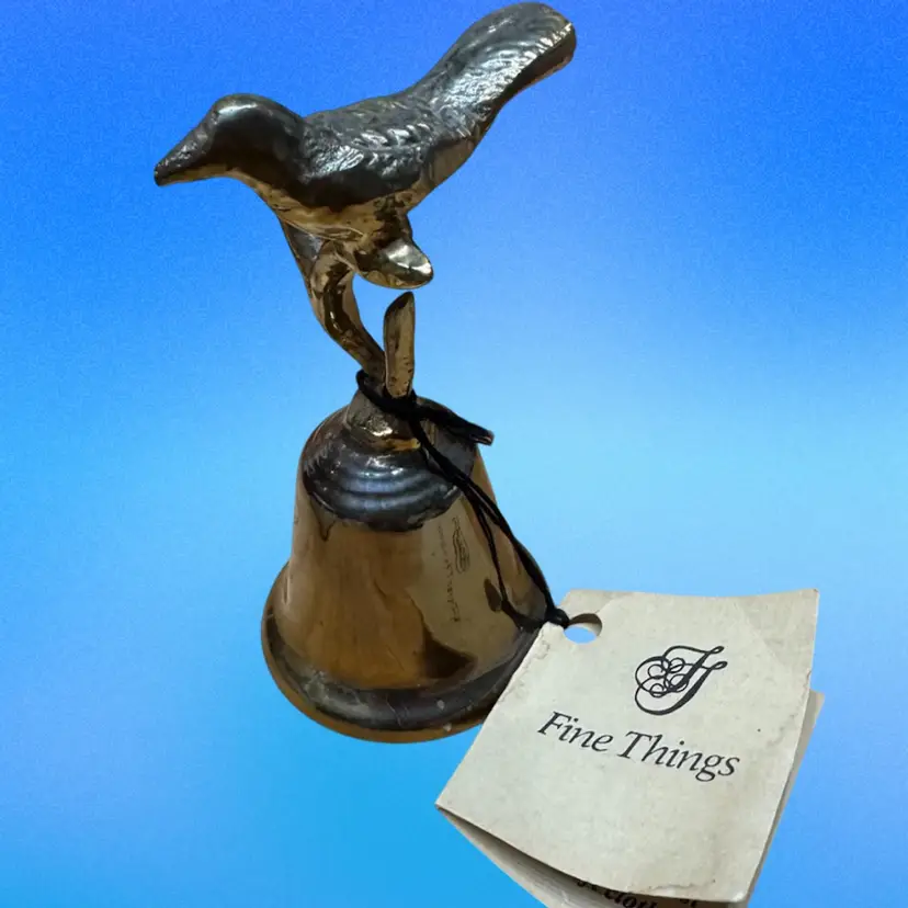 Brass Bell With Bird On Branch Crafted In Mexico.  Has Hang Tag