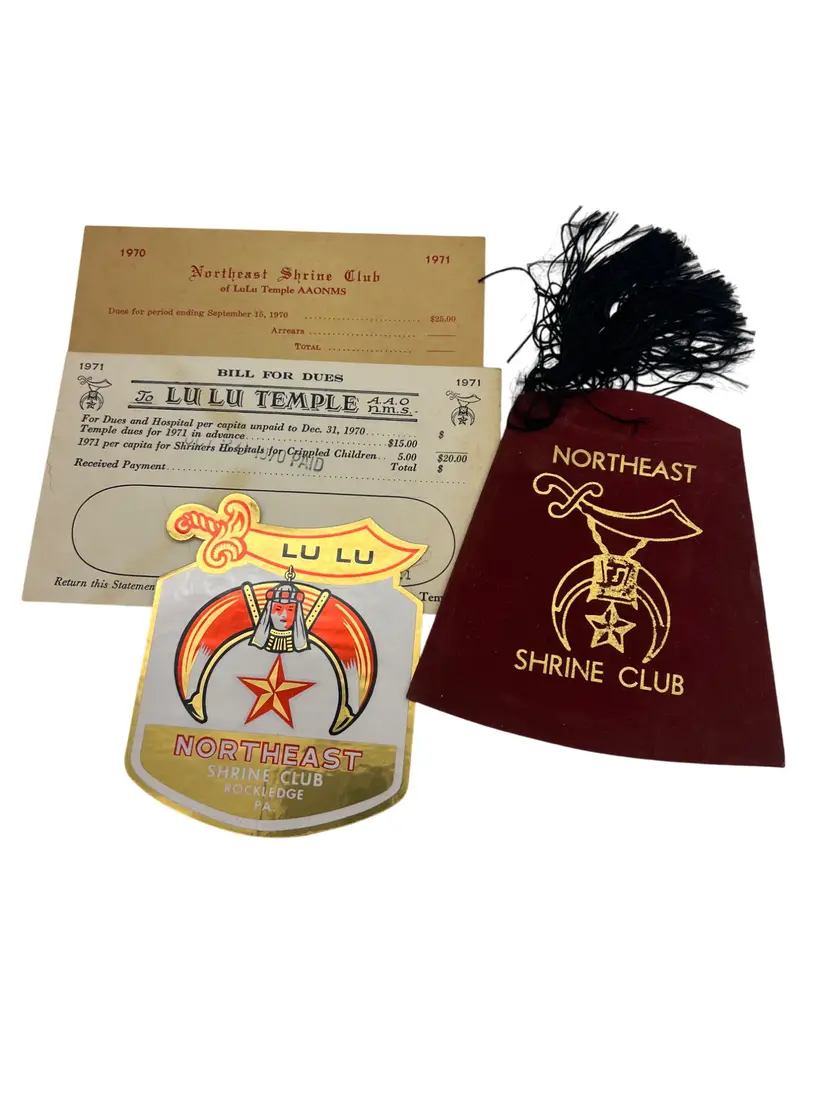 Vintage Northeast Shrine Club Memorabilia Collection Lu Lu Temple 1970s