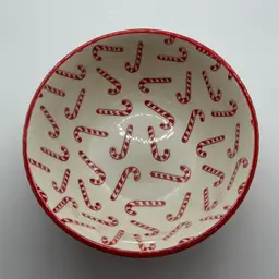 Pfaltzgraff Everyday Candy Cane Print Cereal Soup Bowl Holiday Christmas Winter