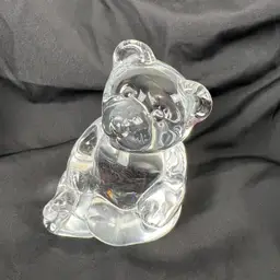 Vtg Princess House Clear Crystal Teddy Bear Figurine Glass Animal Cottagecore