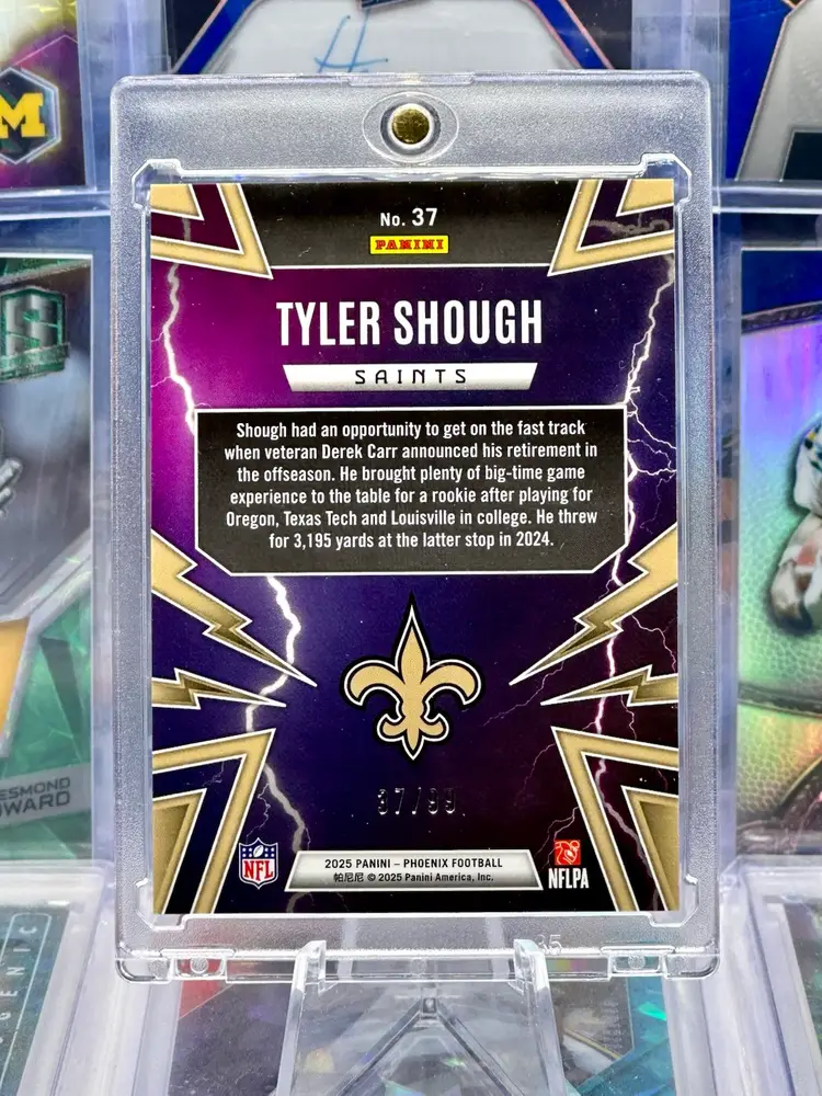 Tyler Shough 2025 Phoenix Rookie RC /99 THUNDERBIRDS Seismic Silver Prizm New Orleans Saints