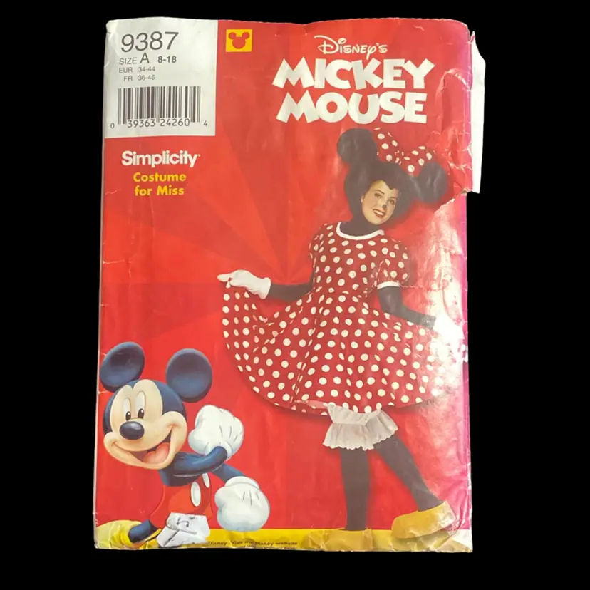 Simplicity Minnie Mouse Costume For Miss Size A 8-18