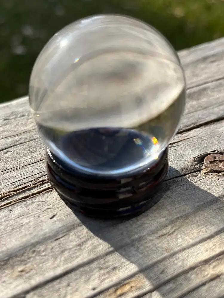 Clear Glass Sphere Orb Ball with Wood Stand