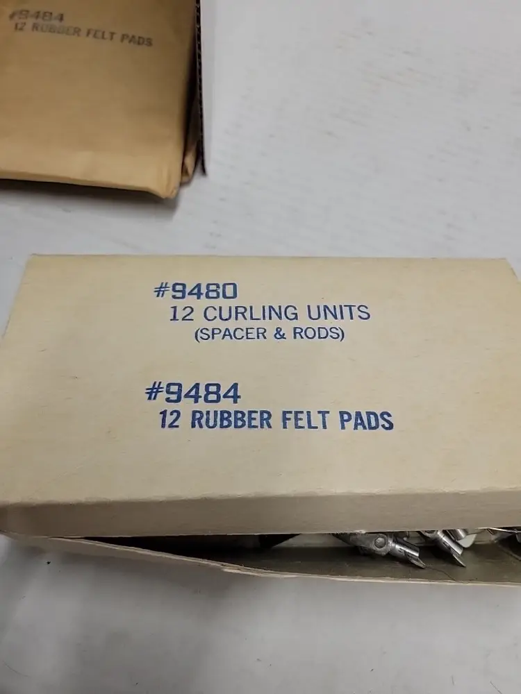 Vintage Curling Units Metal Spacers Rods and Rubber Felt Pads Set 9480 9484